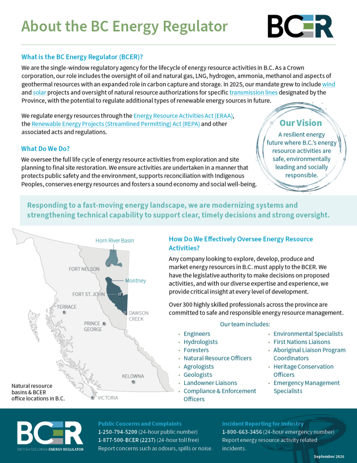 Factsheet thumbnail About the BC Energy Regulator