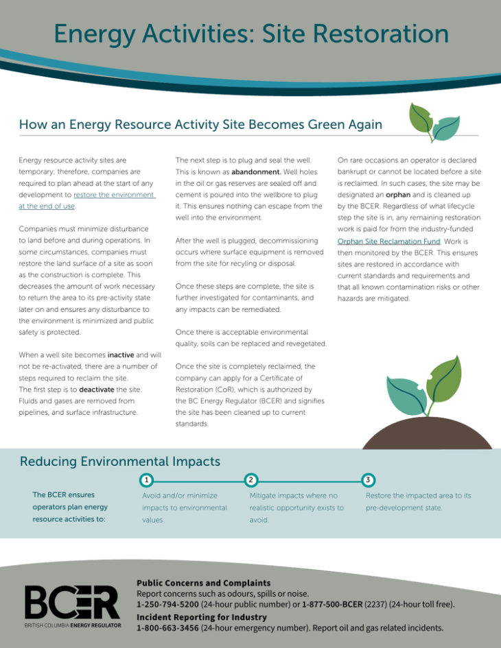 Factsheet thumbnail Energy Activities Site Restoration