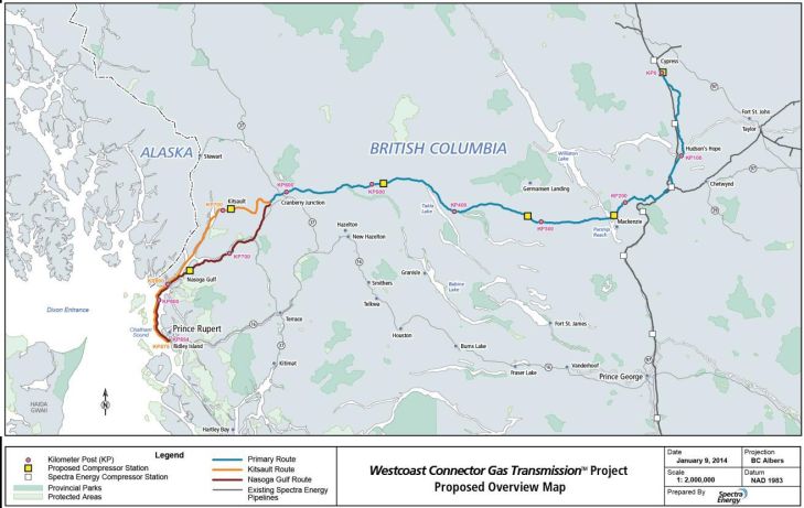 Westcoast Connector Gas Transmission map