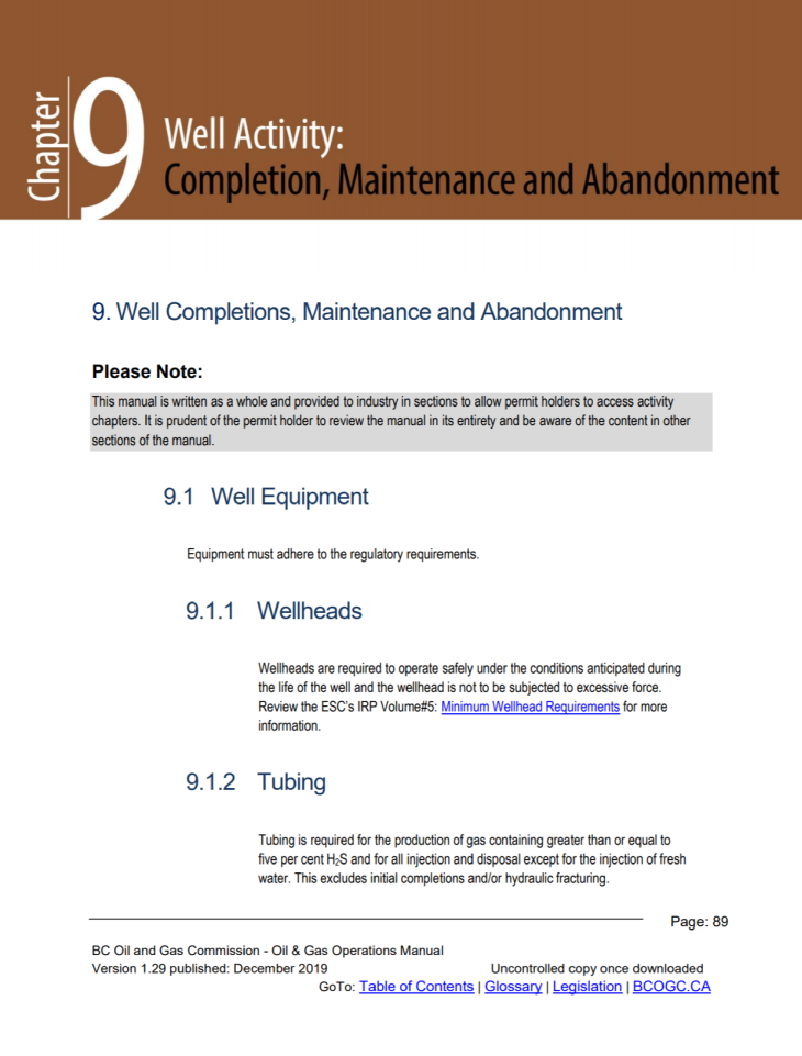 Ops Manual chapter snippets Chpt 9